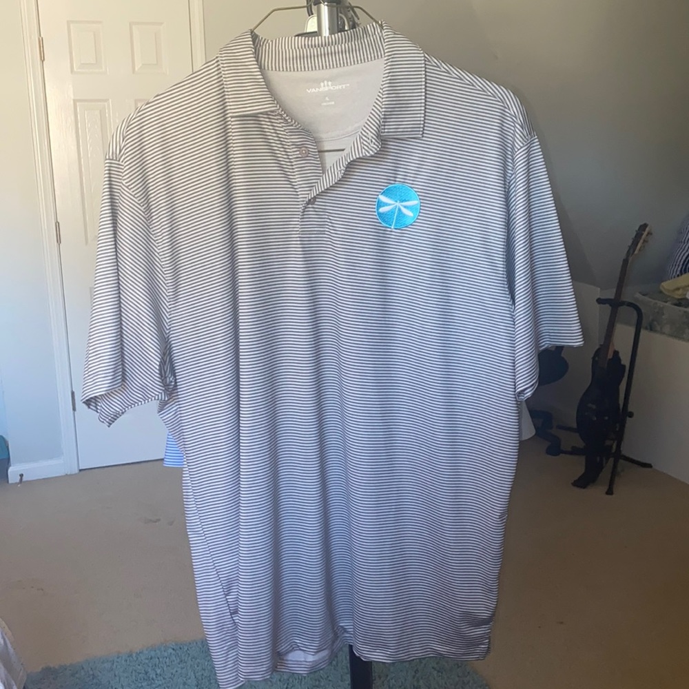 Vansport gray striped shortsleeved golf shirt